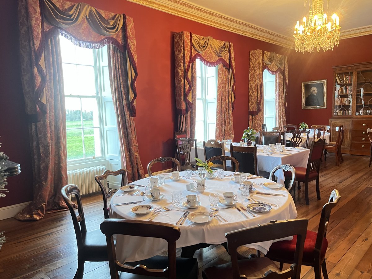 Rockfield House - the beautiful dining room with views across the parkland